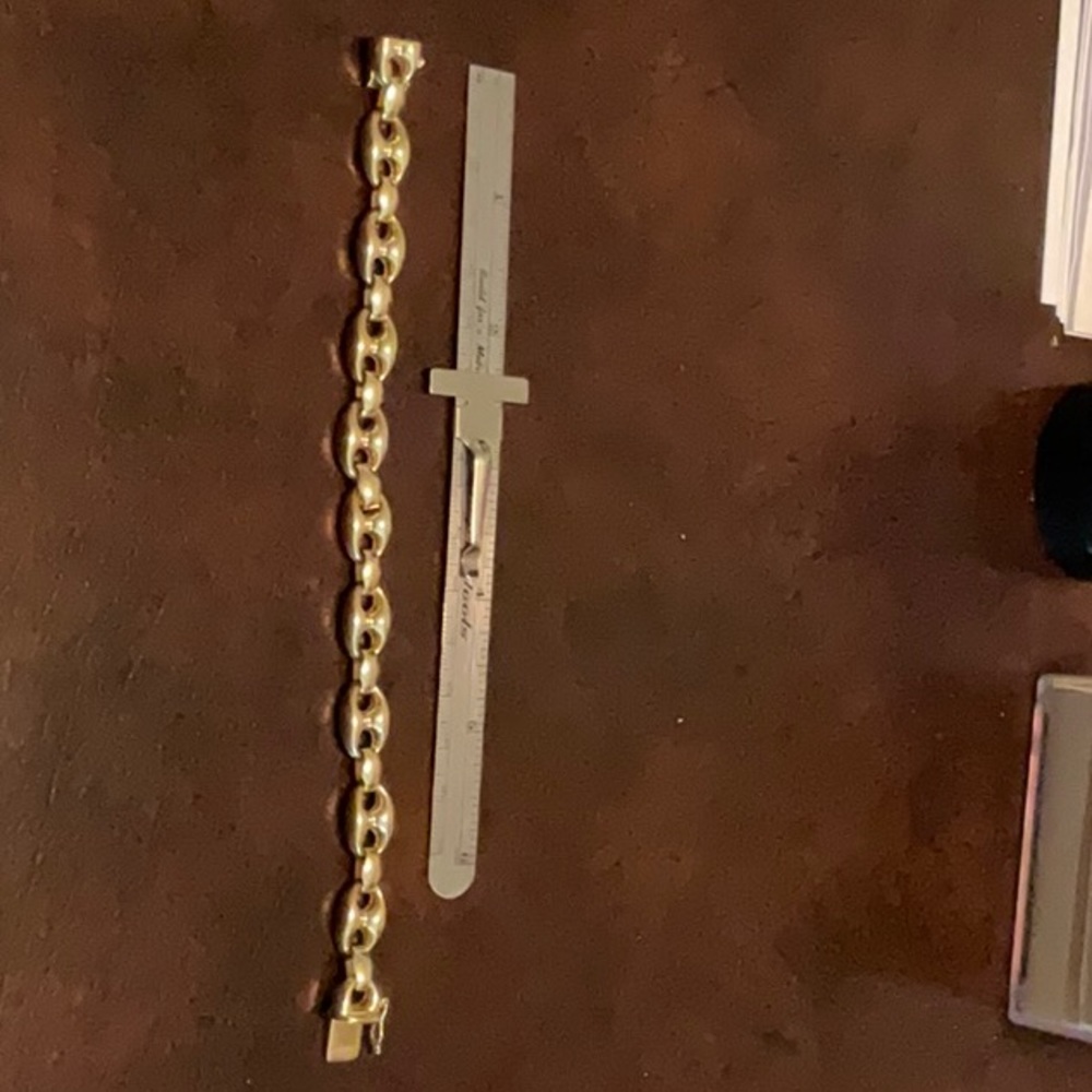 Puffed Gucci Link Bracelet.  Italian 14k gold